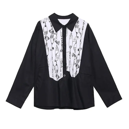 XITAO Spring Vintage Court Style Women Tops and Blouses Fashion Long Sleeve Irregular Stitching Shirt Trend Clothes XJ3828