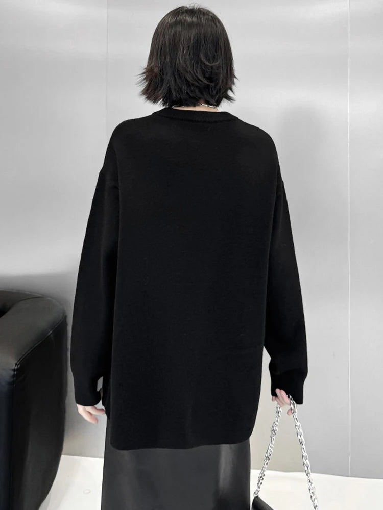 XITAO O-neck Loose Fitting Solid Color Casual Full Sleeve Sweater Hong Kong New Fashion Knitting Autumn Women Pullover GMM1038