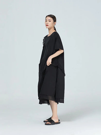 XITAO Irregular Splicing Dress Summer New Fashion Loose O-neck Collar Casual Trendy Temperament Women WMD1092