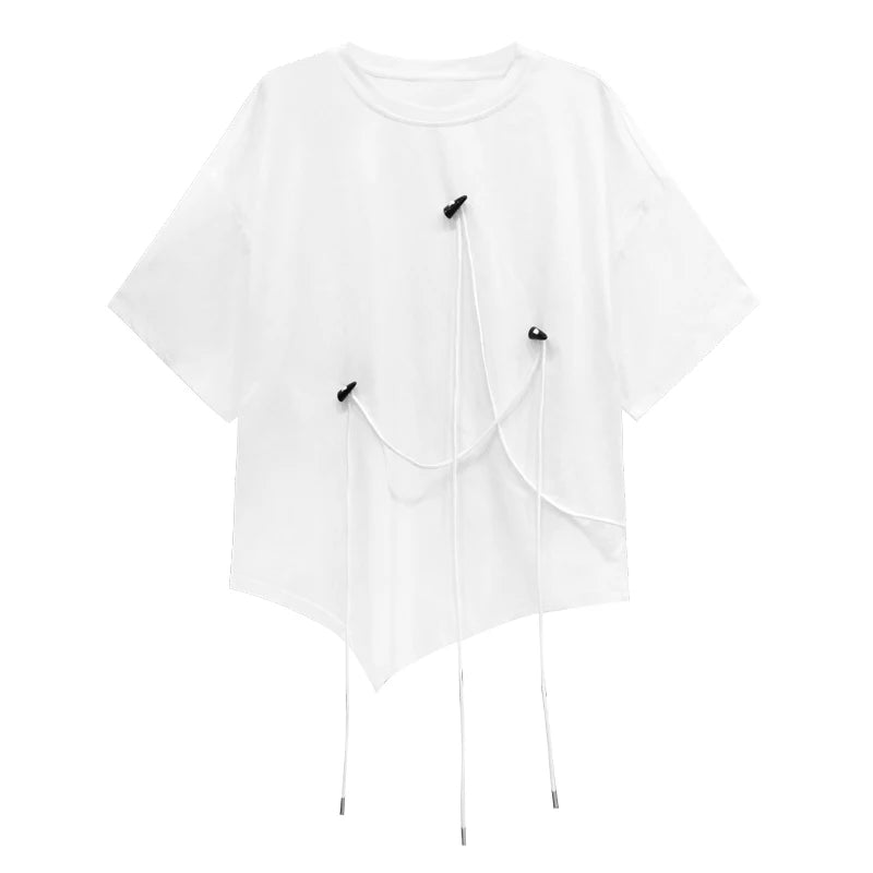 XITAO Irregular Tassel Female T-shirt Fashion Casual New Women Top 2024 Summer Solid Color Simplicity All-match T-shirt HQQ2319