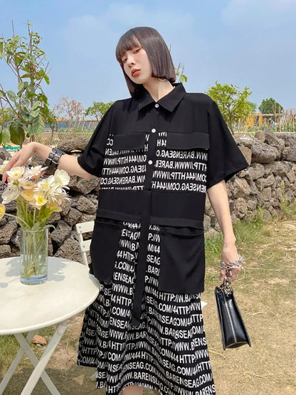 XITAO  Print Pattern Dress Fashion New Women Elegant Goddess Fan Casual Style Loose Pocket 2024 Summer Minority Dress LDD1822