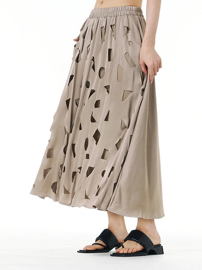 XITAO Hollow Out Patchwork Skirt Solid Color Loose Fashion Casual Patchwork Women All-match Skirt Summer Personality New DMJ4142