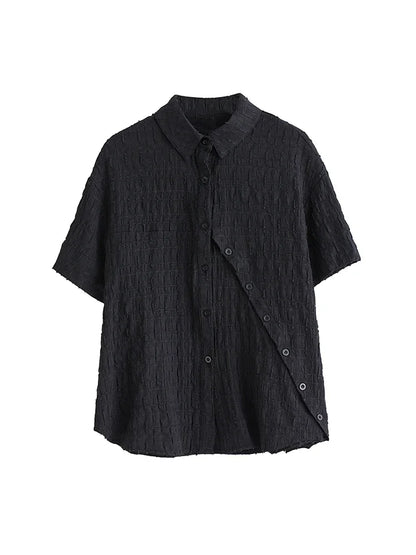 XITAO Fashion Jacquard Weave Women Shirt Broadside Button All Match Casual Solid Loose Single Breasted Niche New Arrival DMJ1137