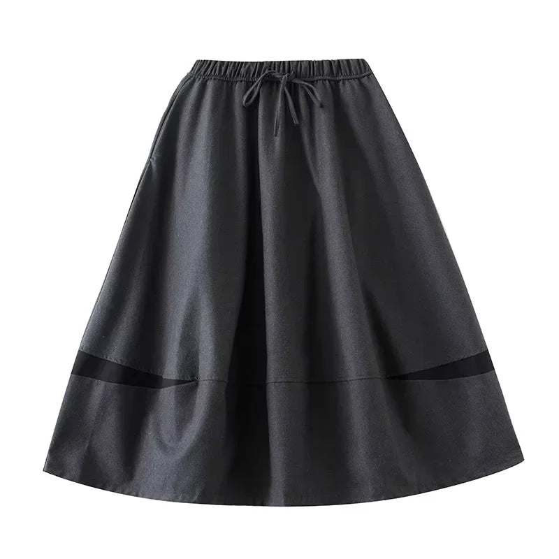 XITAO Casual Fashion Loose Solid Color Skirt Patchwork A-line Mid-calf Contrast Color New Arrival Autumn Women Skirt ZYY1109