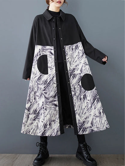 XITAO Casual Solid Color Patchwork Fashion Coats Irregular Printing A-line Full Sleeve New Arrrival Autumn Female Trench GMM1001