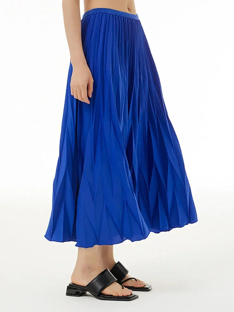 XITAO Simplicity Pleated Skirt Solid Color Loose Fashion Casual Women Summer New Solid Color Temperament All-match Skirt DMJ1142