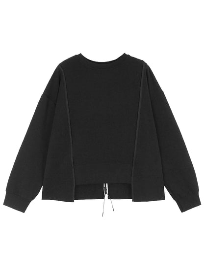 XITAO O-neck Patchwork Zippers Sweatshirt Irregular Solid Color Pullover Simplicity Loose All-match Women Street Trendy DMJ3740