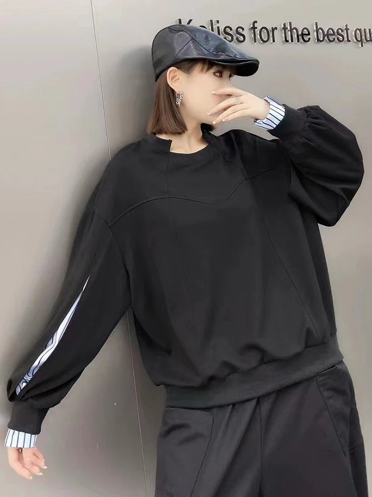 XITAO Asymmetrical Patchwork Solid Color Sweatshirts O-neck Pullover Long Sleeve Loose New Casual All Match LYD1351