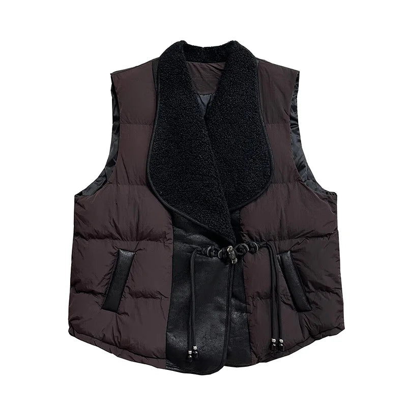 XITAO Casual Loose Patchwork Turn-down Collar Female Vest 2024 New Arrival Fashion Sleeveless Trendy Autumn Women Vest  ZY8916