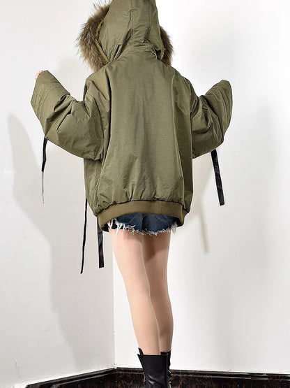 XITAO Korean Style Winter Coat Women Ribbon Pocket Short Parka Trend Hooded Zipper Tops Loose Women Clothes XJ3234