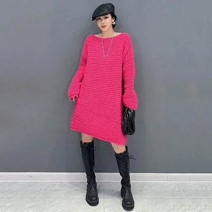 XITAO Loose Female Knitting Dress Casual Fashion Solid Color Slimming Women Spring New Arrival Simplicity Trend Dress HQQ1752