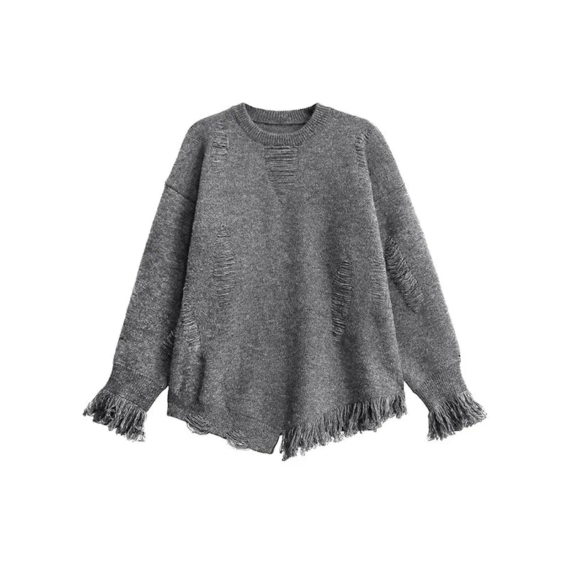 XITAO Irregular Hole Solid Color Female Sweater O-neck Full Sleeve Loose Casual Hollow Out Knitting Women Sweater New ZYY1026