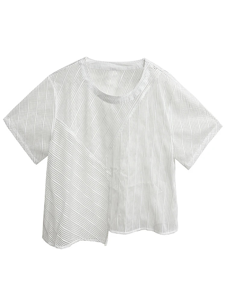 XITAO Loose Sheer Mesh T-shirt Solid Color Simplicity All-match Short Sleeve Casual Loose Summer Women New Top ZY8869