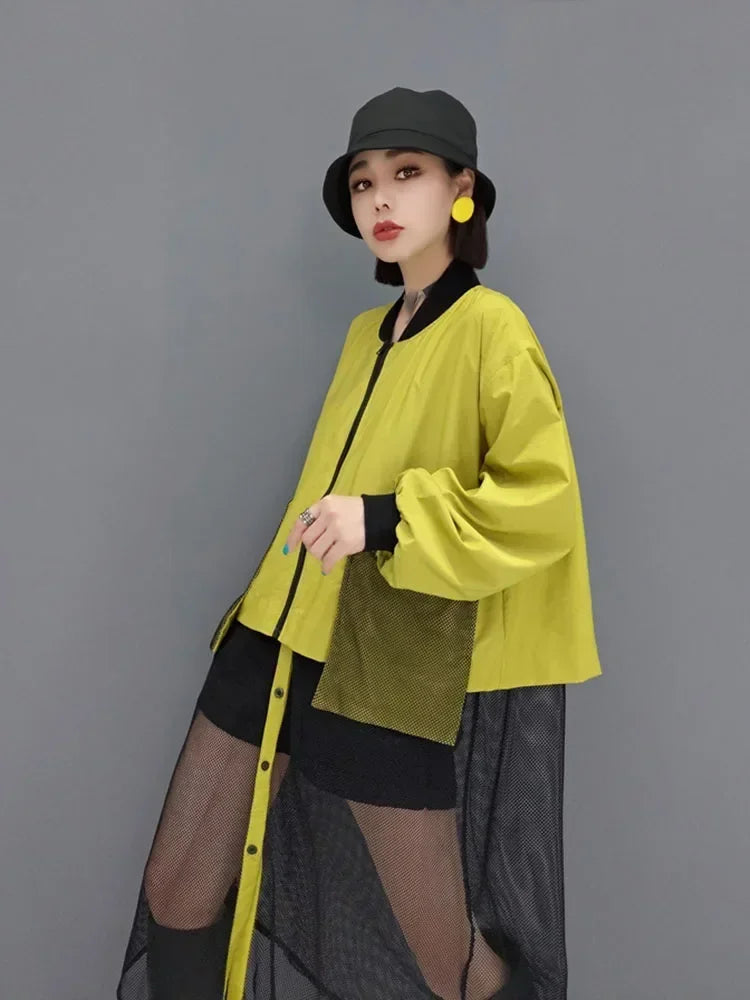 XITAO Mesh Perspective Dress Fashion New Women Patchwork Goddess Fan Pocket Minority Casual Style Loose Dress CLL1909