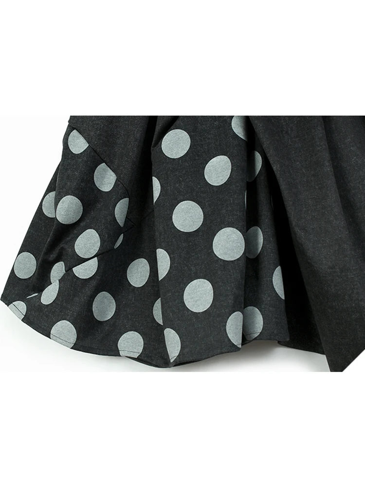 XITAO Patchwork Elastic Waist A-line Skirt Polka Dot Casual Loose All-match Slimming Summer Women New Fashion Skirt GJ1007