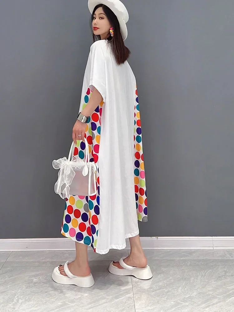 XITAO Pot Dress Fashion Pullover Goddess Fan Casual Style Print Pattern 2024 Summer Minority Loose Mid Calf Dress WMD6195