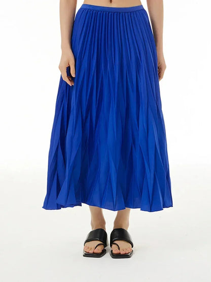 XITAO Simplicity Pleated Skirt Solid Color Loose Fashion Casual Women Summer New Solid Color Temperament All-match Skirt DMJ1142