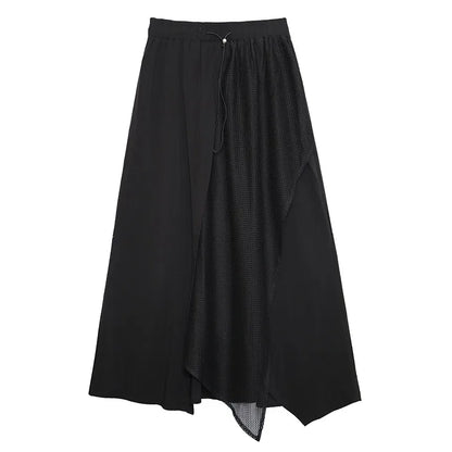 XITAO Asymmetrical Patchwork Female Skirts Solid Color Elastic Waist Mid-calf Loose Fashion 2024 Summer New All Match ZY8656