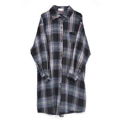 XITAO Plaid Casual Single Breasted Long Blouses Women 2024 Spring Loose Fashion Tide Turn Down Collar Long Sleeve GCC2740