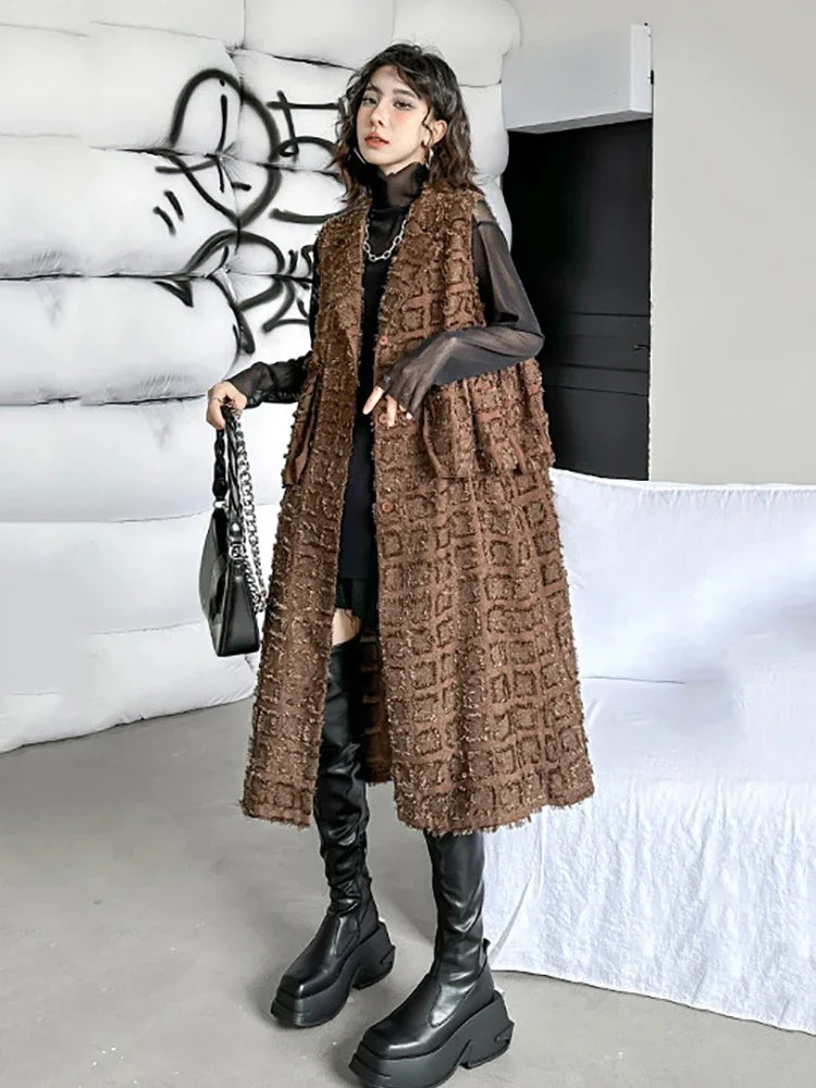 XITAO Vintage Sleeveless Casual Dress Fashion Patchwork Women Autumn Loose All-match Simplicity Street Wind Dress LYD1278