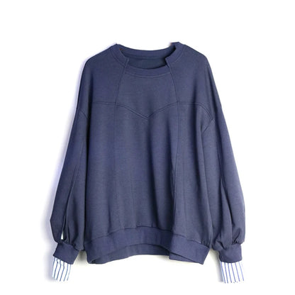 XITAO Asymmetrical Patchwork Solid Color Sweatshirts O-neck Pullover Long Sleeve Loose New Casual All Match LYD1351