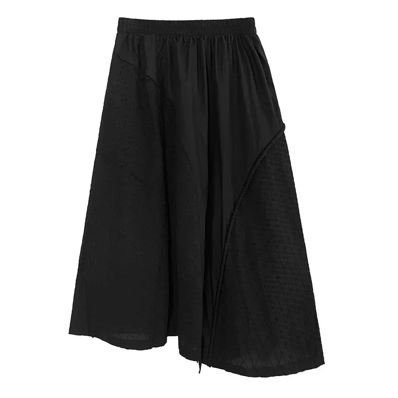 XITAO Solid Casual Skirt Women Korea 2024 Summer New Arrival Personality Fashion Loose Elastic Waist All Match Skirt WMD6456