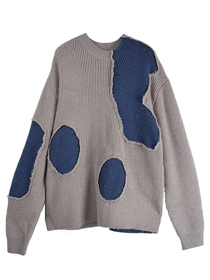 XITAO Patchwork Big Dots Women Sweater Loose Casual Pullover Full Sleeve Autumn Fashion Top Female Loose Trend Sweater ZYY1018