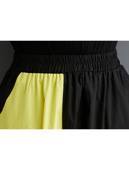 XITAO Irregular Contrast Color Patchwork Skirt Loose Fashion Casual Women Simplicity Temperament All-match New Skirt DMJ3848