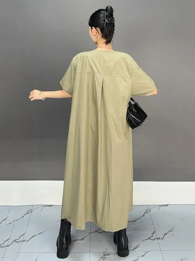 XITAO Casual Patchwork O-neck Dress Trend Solid Color All-match Women Autumn New Simplicity Loose Temperament Dress GYX1013