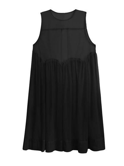 XITAO Black Sleeveless Organza Dress Sexy Perspective Loose Fashion Simplicity Women Summer New All-natch Dress WLD20225