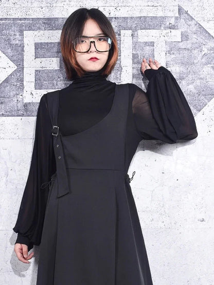 XITAO Black Mesh Solid T Shirt Women Spring New Casual Fashion Style Temperament All Match Turtleneck Collar Women ZP3155