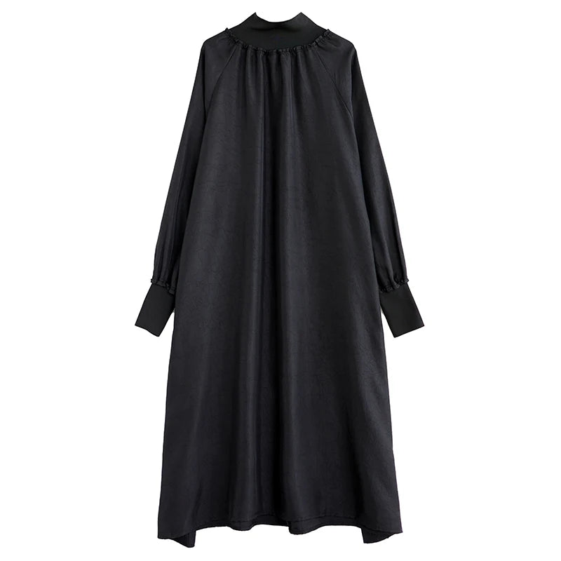 XITAO Loose Turtleneck Female Dress Fashion Temperament Irregular Women  Autumn Simplicity Casual Long Sleeve Dress DMJ2337