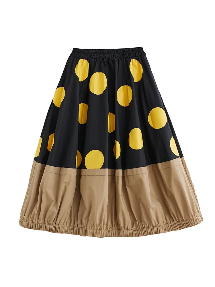 XITAO Patchwork Casual Skirts Women Personality Fashion Loose All Match Mid-calf Skirts Summer New Arrival HQQ1251