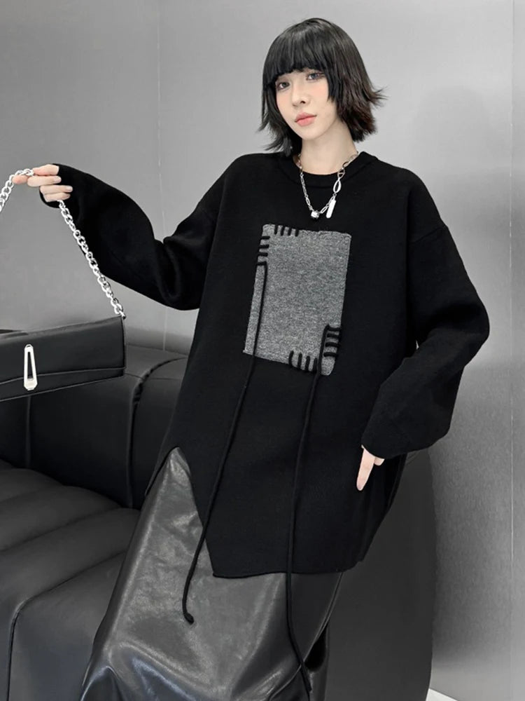 XITAO O-neck Loose Fitting Solid Color Casual Full Sleeve Sweater Hong Kong New Fashion Knitting Autumn Women Pullover GMM1038