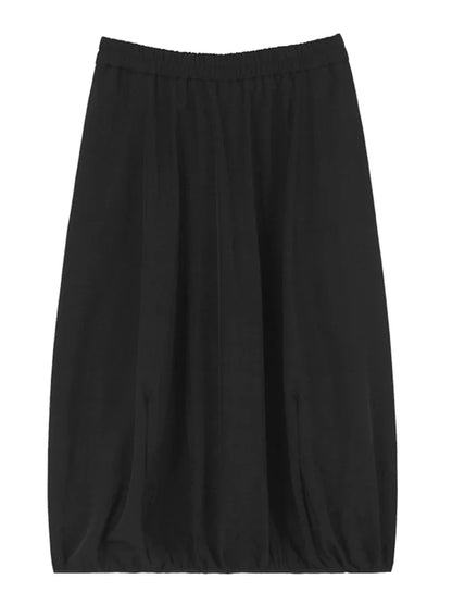 XITAO Solid Color Loose Women Skirt Bud Elastic Waist Fashion Temperament New Female Trendy Mid-calf Lantern Skirt ZYY1110