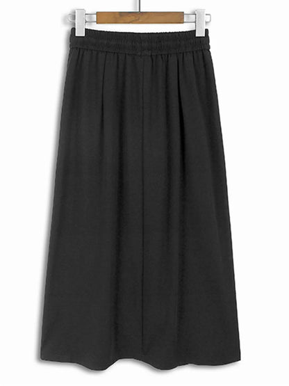 XITAO Irregular Zipper Decoration Elastic Waist A-line Skirt Pleated Loose Casual Personality Women New Fashion Skirt DMJ4109