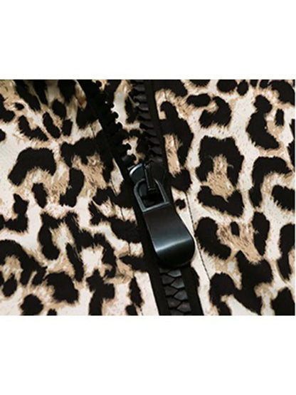 XITAO Loose Hooded Leopard Print Parkas Female Zipper Vintage Europe Full Sleeve Irregular Casual All Match Parka Winter ZYY1096