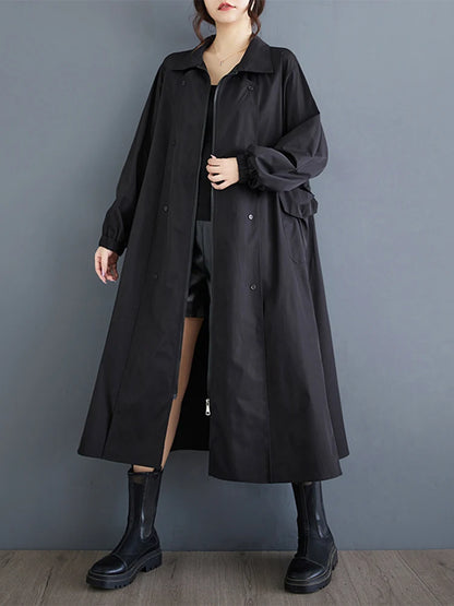 XITAO Loose Fashion Casual Female Trench Casual Solid Color Long Sleeve Turn Down Collar Zipper Women A-line Coat GYX1047