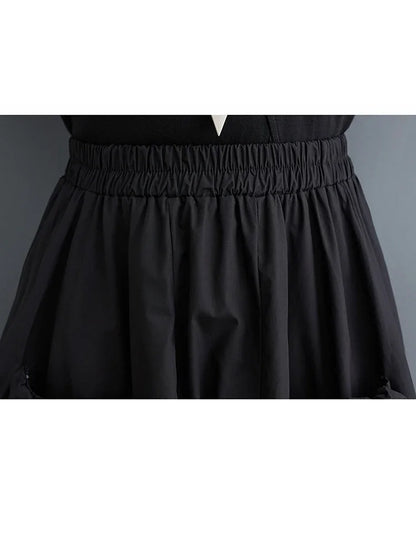 XITAO Women Solid  Pleated Skirts Summer New Personality Fashion Loose All Match Elastic Waist Skirts WLD11476