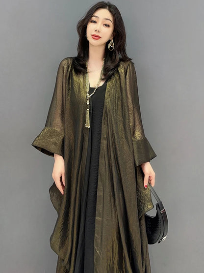 XITAO V-neck Nine Quarter Sleeve Trench Fashion Solid Color Loose Casual Temperament Summer Women New Trench HQQ2342