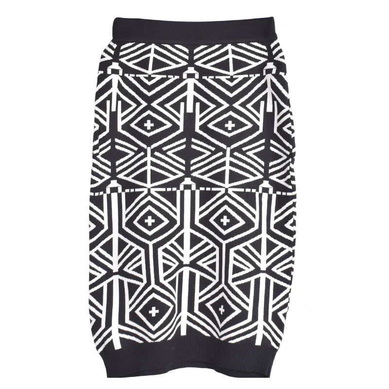 XITAO Knitting Skirts Fashion Matching Color Geometric Pattern Casual All-match Temperament 2024 New Arrival Women WS2122