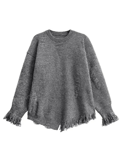 XITAO Irregular Hole Solid Color Female Sweater O-neck Full Sleeve Loose Casual Hollow Out Knitting Women Sweater New ZYY1026