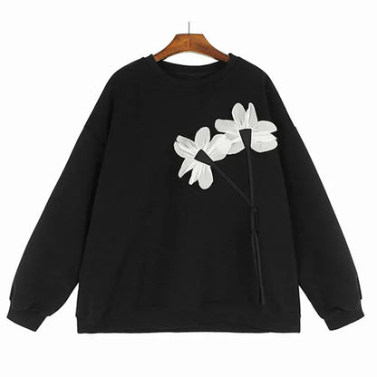 XITAO O-neck Casual Sweatshirt Three Dimensional Decoration Loose Fashion All-match 2024 Spring Women New Sweatshirt DMJ3153