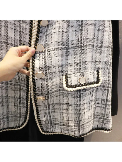 XITAO Plaid Vest Fashion New Women Single Breast Pocket 2024 Spring Sleeveless Small Fresh Casual Style Minority Vest ZP3223