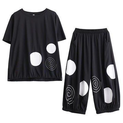 XITAO Short Sleeve T-shirt Harem Pants Two Piece Set Print Loose Casual Fashion Summer Women Street Trendy New Set DMJ4140