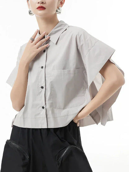 XITAO Solid Color Bat Wing Sleeve Shirt Loose Fashion Simplicity Temperament Turn-down Collar Women Shirt New ZY6834