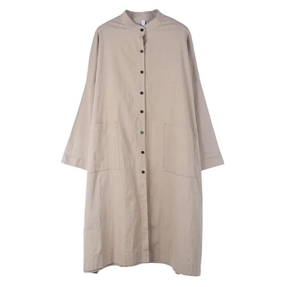 XITAO Split Dress Single Breast Solid Color Full Sleeve Goddess Fan Casual Style Loose Spring Minority Dress WMD5083