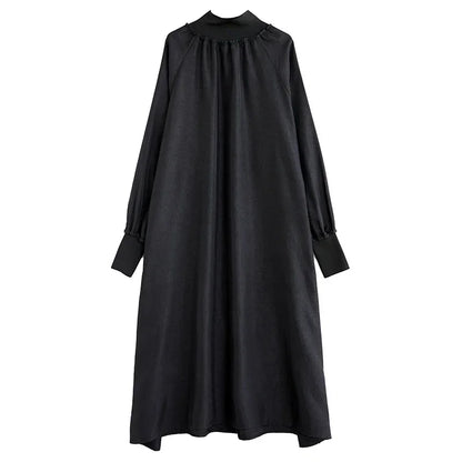 XITAO Turtleneck Temperament Dress Simplicity Solid Color Fashion Spring New Loose Long Sleeve Pullover Women Dress DZL2167