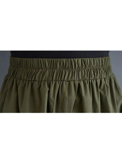 XITAO Solid Color Casual A-line Elastic Waist Mid-calf Skirt Loose Patchwork Irregualr All Match 2024 Autumn Women Skirt ZYY1064