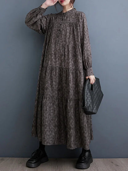 XITAO Vintage Casual Print Dress Simplicity Trend Street Wind Women Autumn New Arrival Loose Appear Thin Folds Dress LYD1213